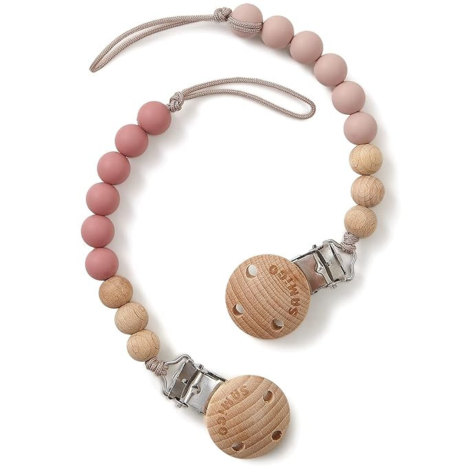 SAMiGO Pacifier Clips for Baby Girls Pacifier Holders Silicone Paci Binky Clips - 2 Pack | Amazon (US)