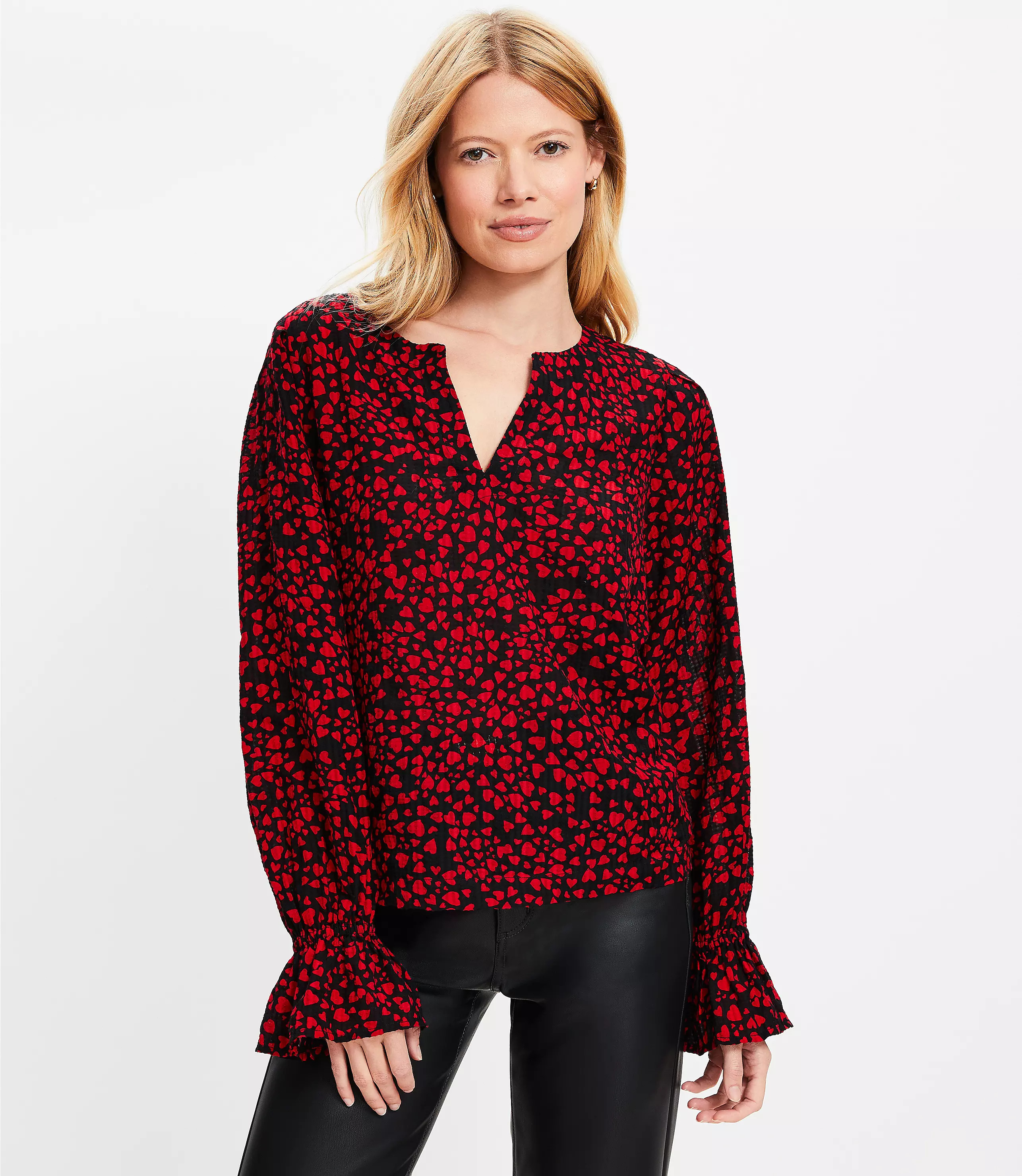 Heart Split Neck Blouse | LOFT