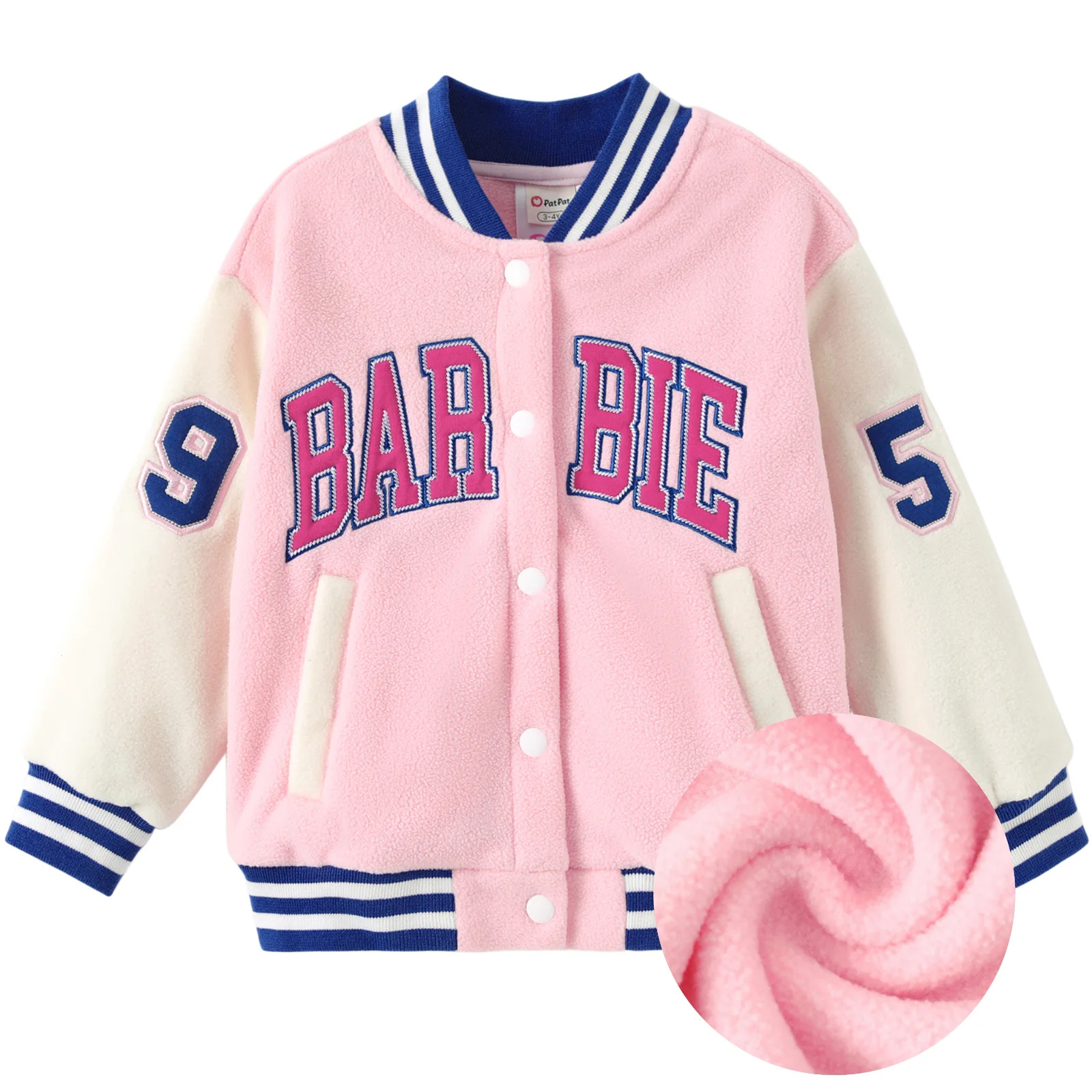 Barbie Girls Pink Fleece Bomber Jacket Kids Graphic Baseball Coat Varsity Jacket Warm Fall Sweats... | Walmart (US)
