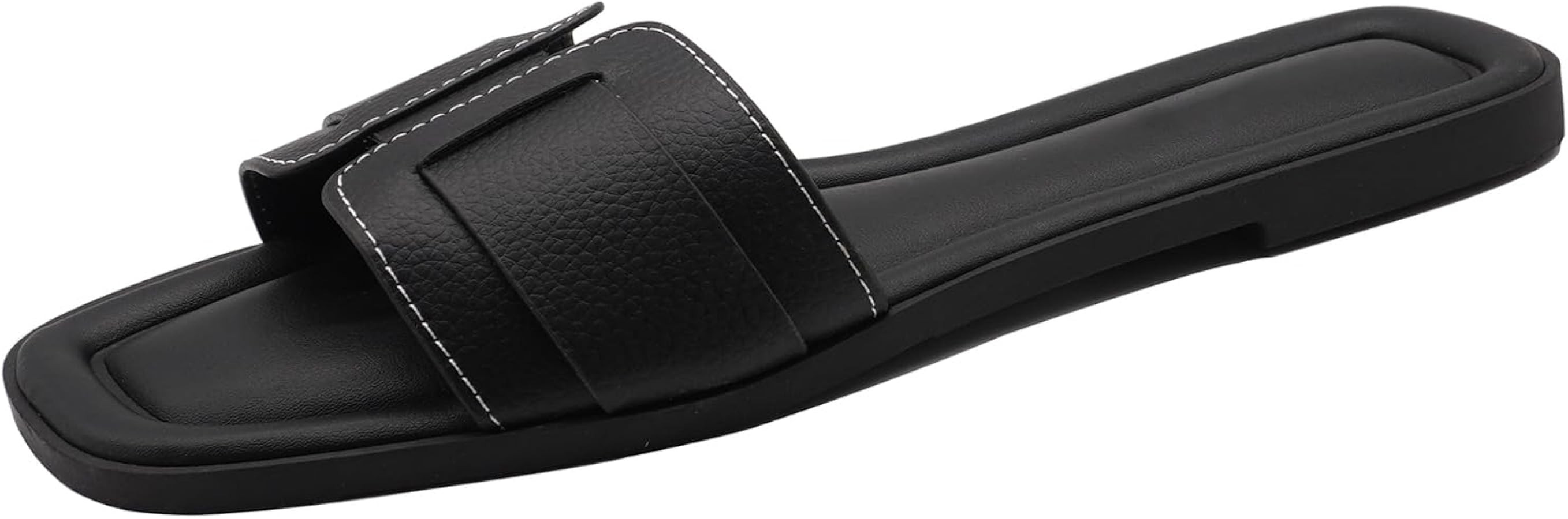 Womens Flat Sandals Dressy Sandals Comfort Slide Black Brown White Sandals Size 5-10 | Amazon (US)