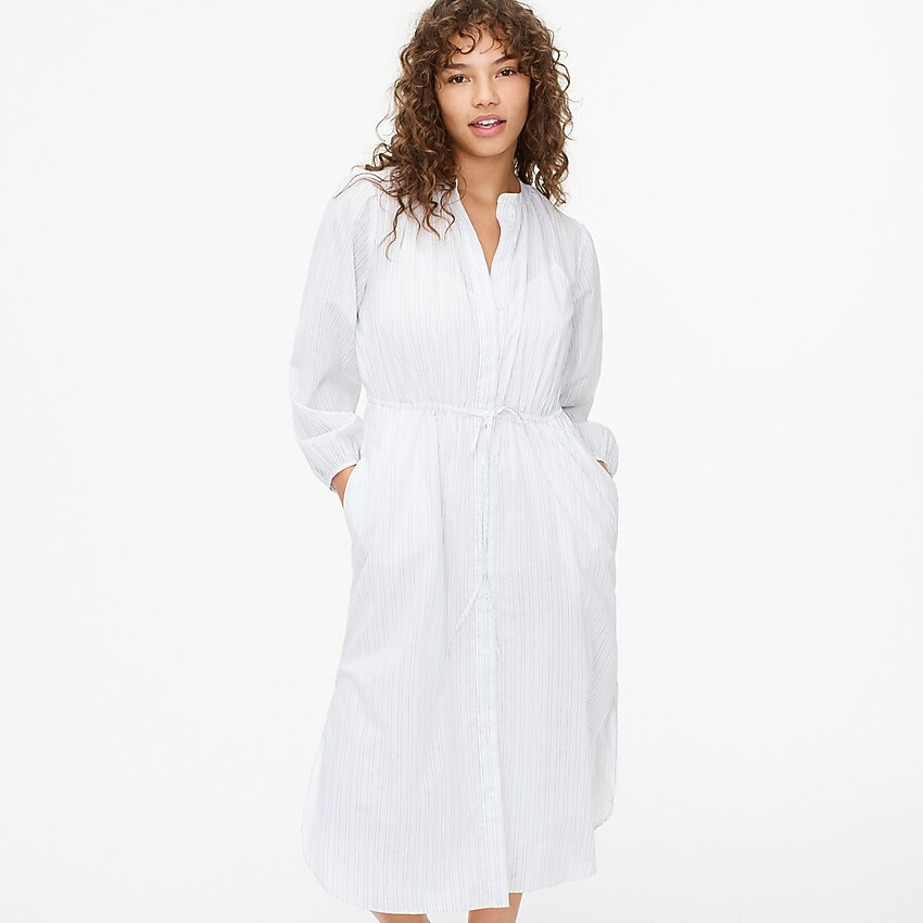 Tie-waist cotton voile midi dress in deck stripe | J. Crew US