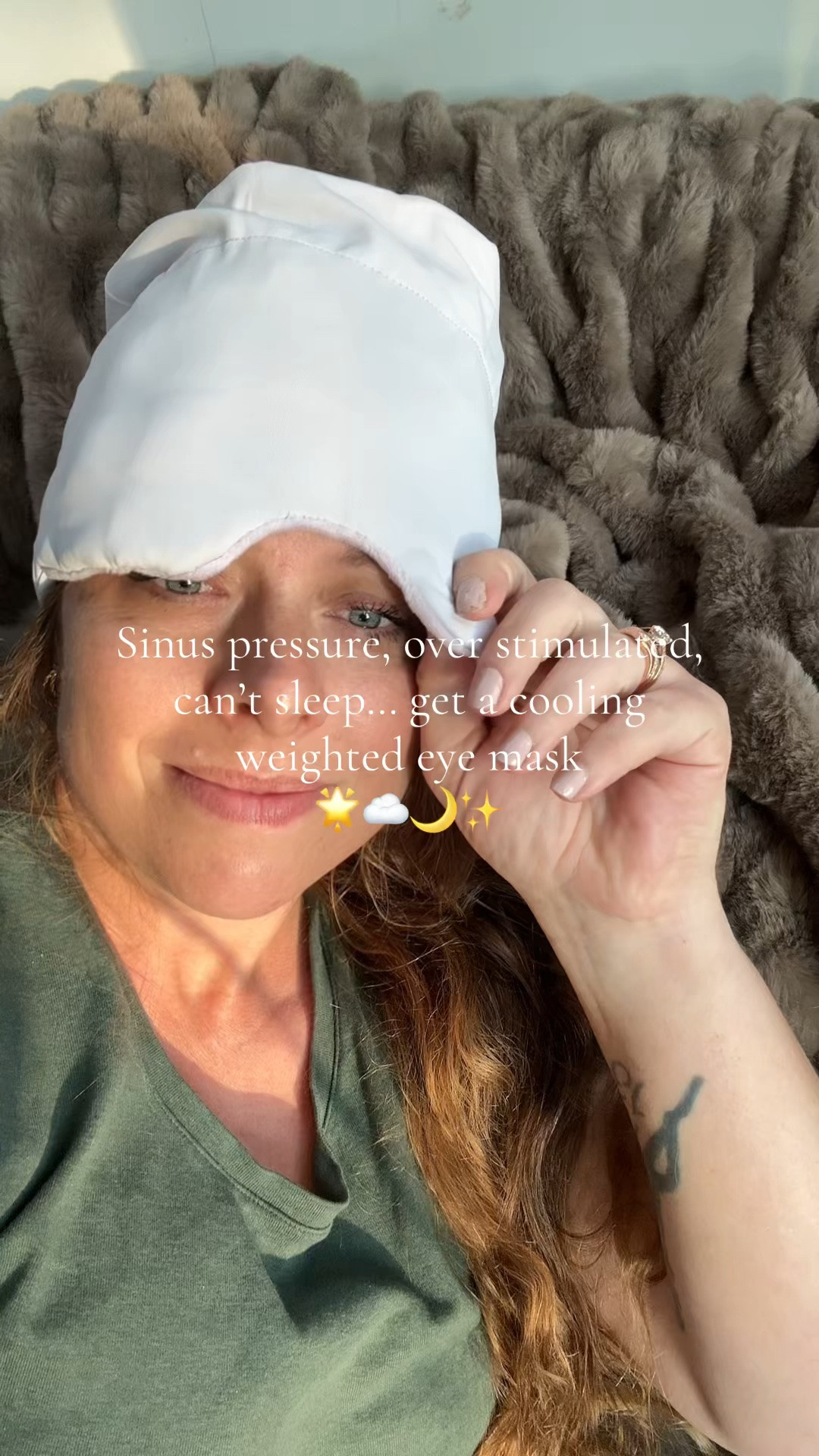 The stress from the day just melts away with this weighted, cooling eye mask. #eyemask #stressrelief #sinuspressurerelief

#LTKselfcare #LTKdayinmylife #LTKmomlife