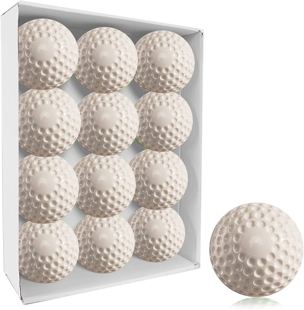 Baseballs 12 Pack Yellow Dimpled Baseballs, 9-Inch Pitching Machine Baseballs for Hand-Eye Coordi... | Amazon (US)