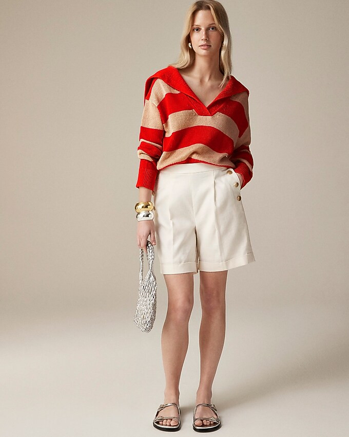 Sailor-collar pullover sweater in stripe | J. Crew US