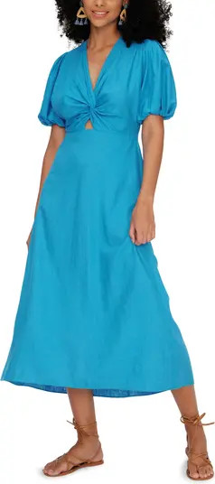 Diane von Furstenberg Majorie Twist Front Puff Sleeve Midi Dress | Nordstrom | Nordstrom