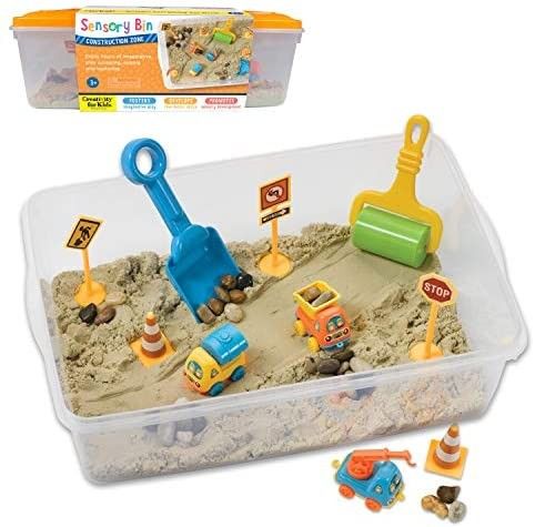 Creativity for Kids Sensory Bin: Construction Zone Playset - Sandbox Truck Toys for Kids | Amazon (US)