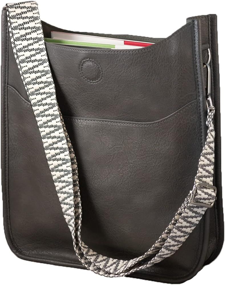 Pinafore Vegan Leather Crossbody Fashion Shoulder Bag with Adjustable Strap | Amazon (US)