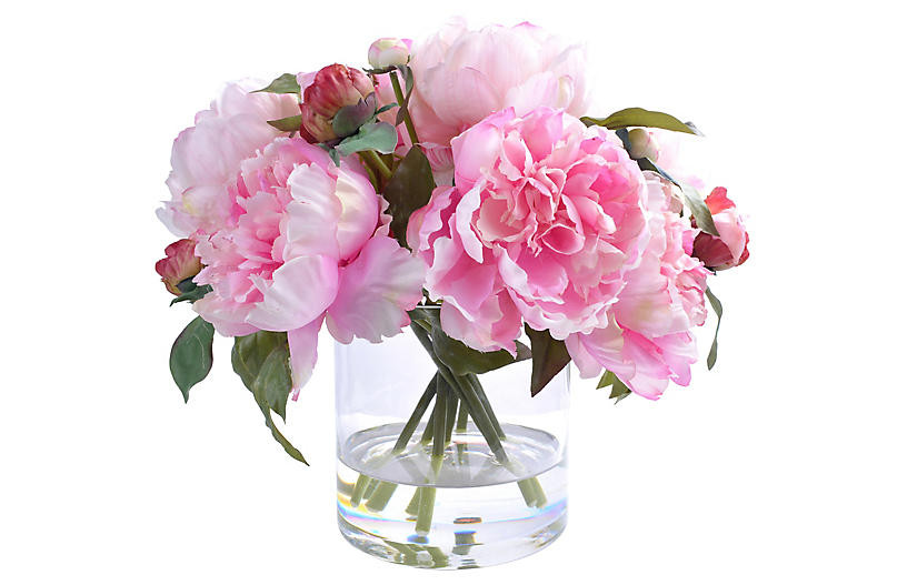 13" Everlasting Peony w/ Vase, Faux | One Kings Lane