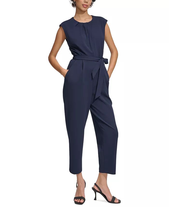 Women's Sleeveless Tie-Waist Jumpsuit | Macy's