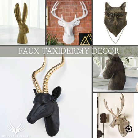 Faux Taxidermy Decor is one of the latest interior design trends as its kind to the environment and adds a fun element to any space. Use a wall piece to fill in blank space, and tabletop busts for stacking on top of decorative books on a console table  

#LTKFindsUnder100 #LTKHome #LTKFamily