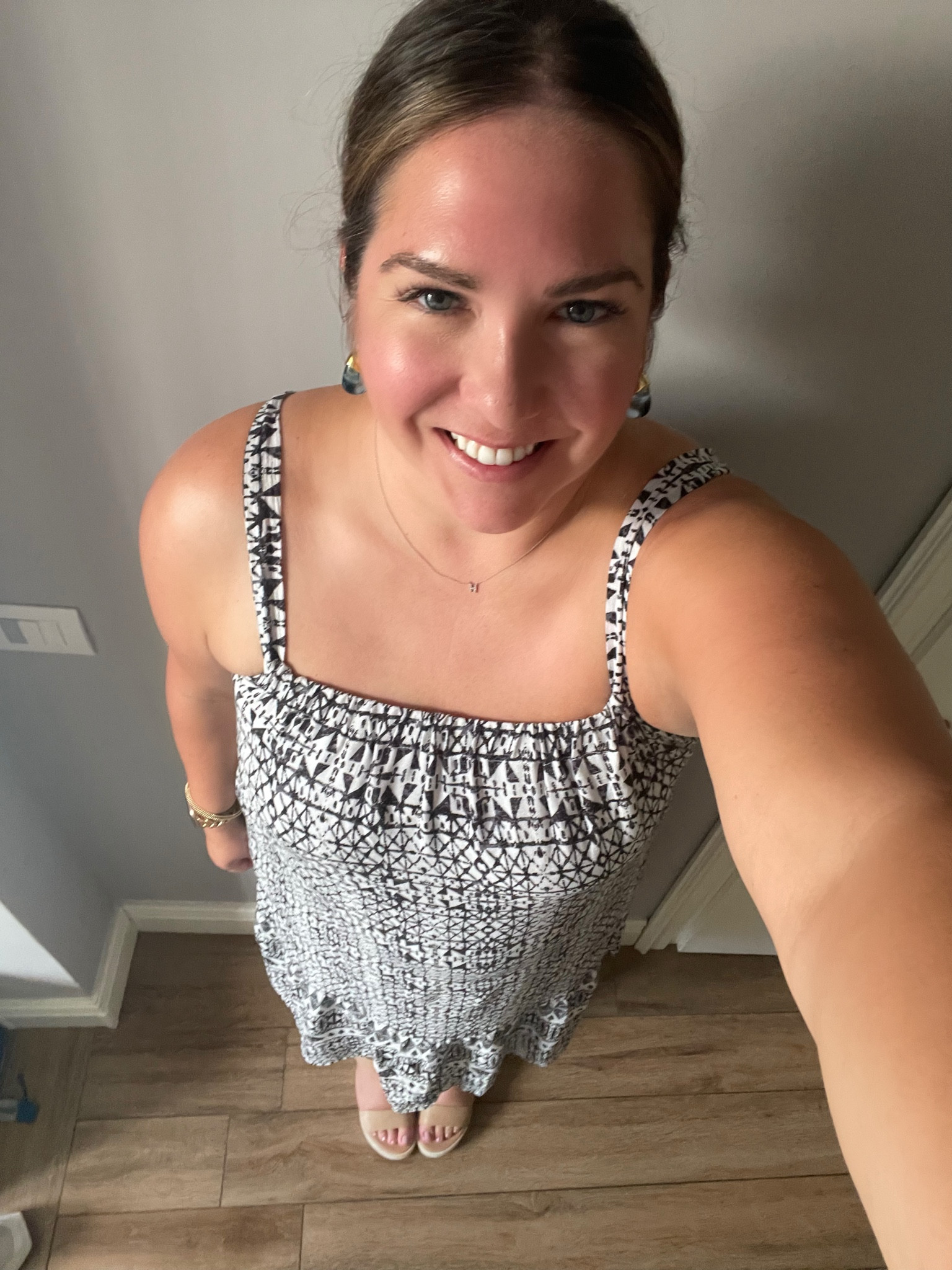 My last outfit from Italy I believe! Took me forever to get them all posted. This dress was easy to wear for our boat ride down the river then head to dinner. I styled it with these fun teal hoops and the most comfortable wedges. I walked all over Italy in these! 🇮🇹🇮🇹🇮🇹

#LTKeurope #LTKstyletip #LTKtravel