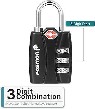 Fosmon TSA Approved Locks for Luggage. Suitcase Locks with Open Alert Indicator, 3 Digit Combinat... | Amazon (US)