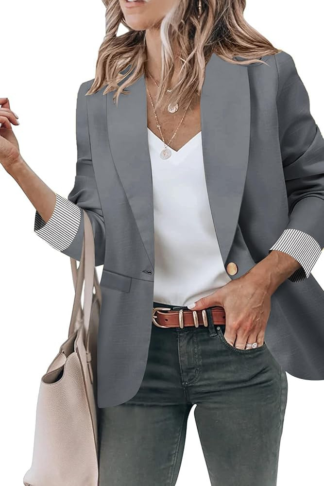 Genhoo Blazer Jackets for Women Open Front Long Sleeve Casual Work Office Blazers with Pockets S-... | Amazon (US)