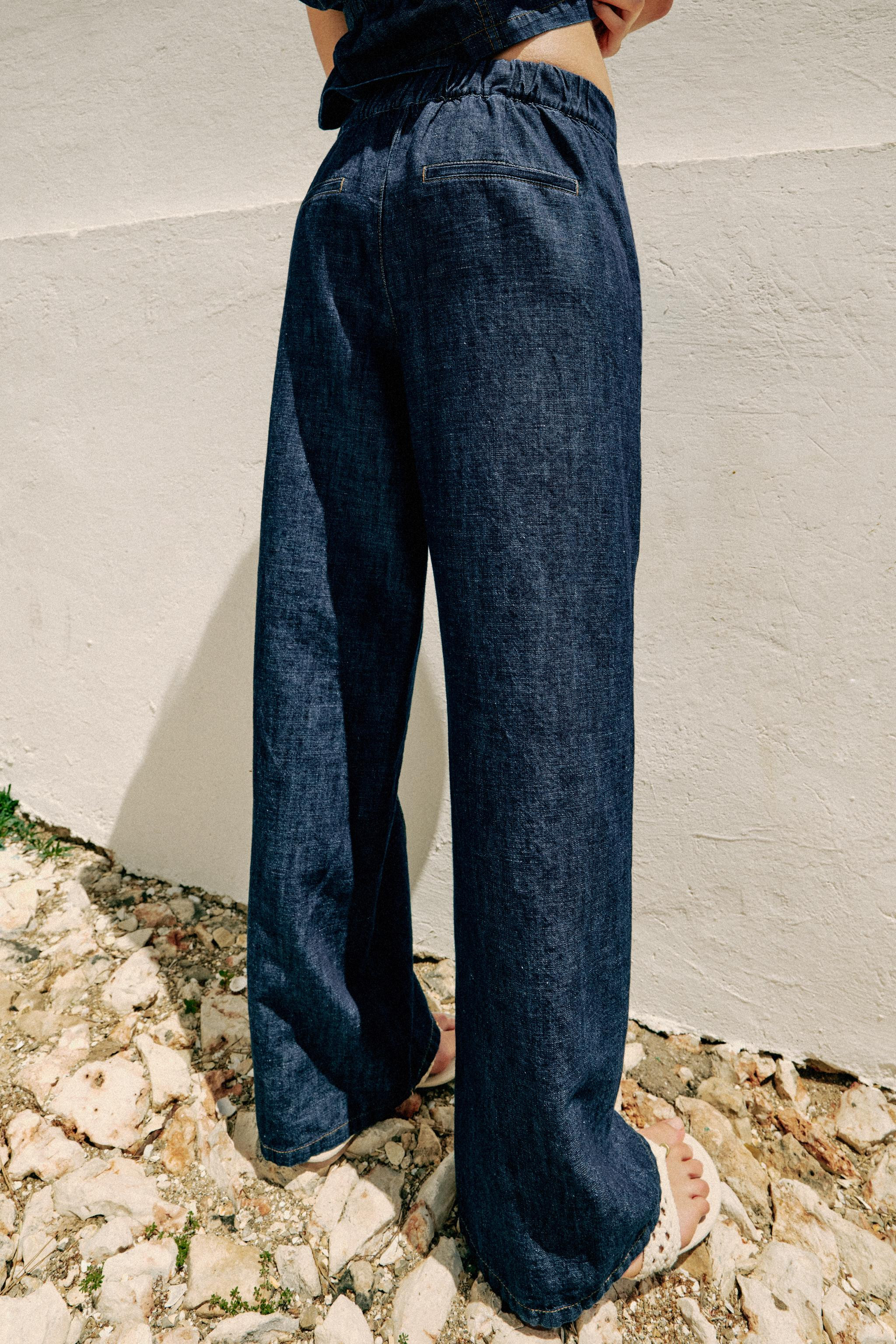 LINEN BLEND STRAIGHT TROUSERS | Zara UK