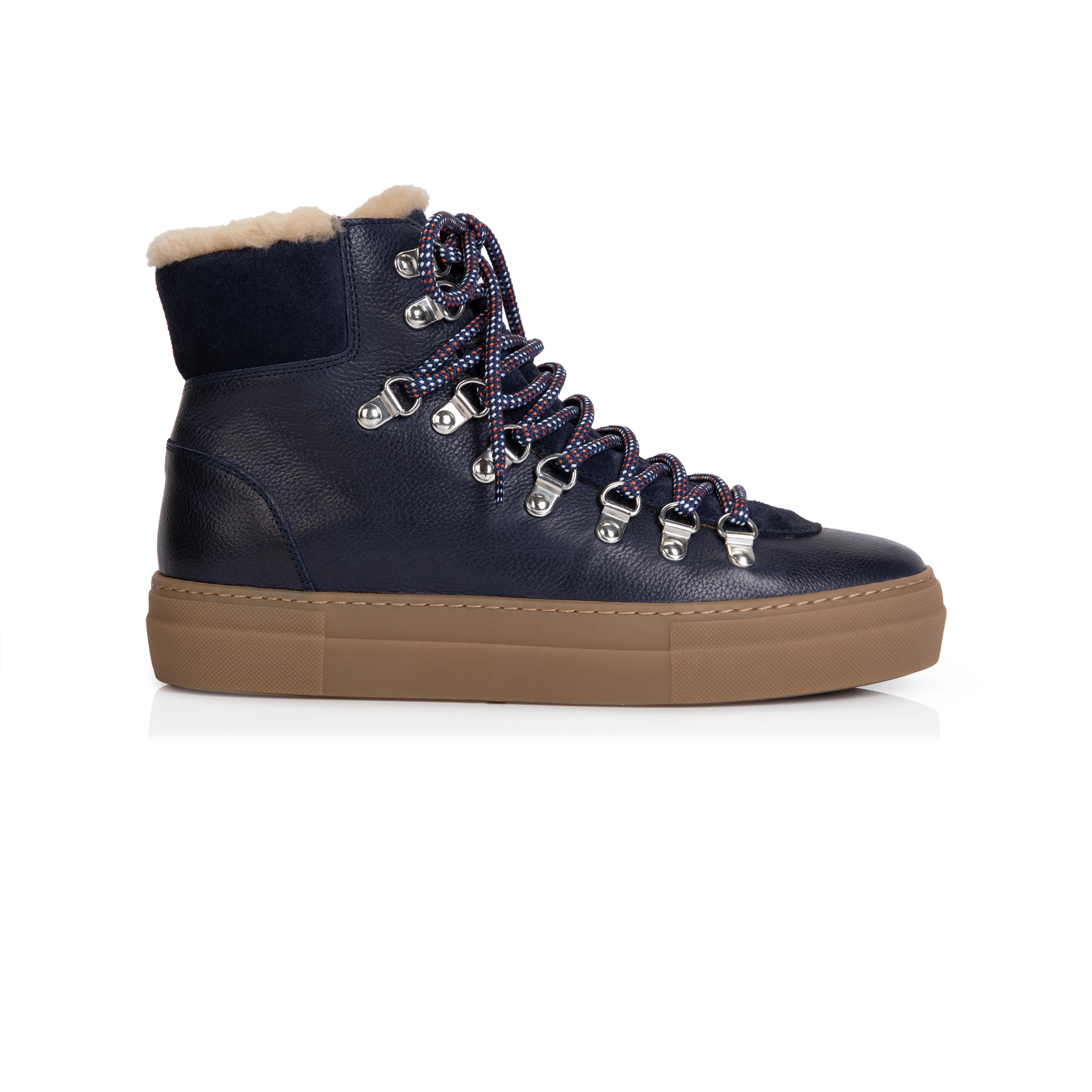 Camino: Navy Leather And Shearling Boots | Air & Grace