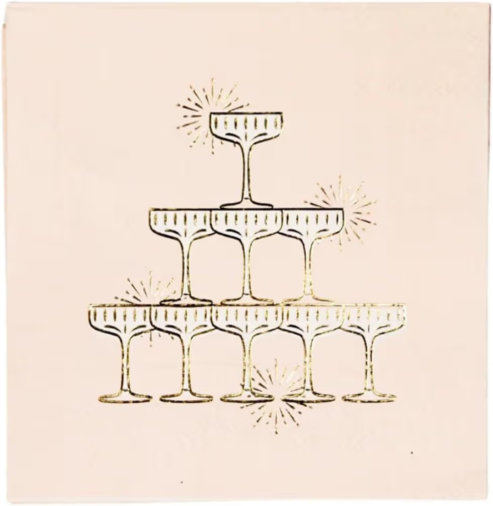 Champagne Tower Cocktail Napkins by Bonjour Fete | Small Cocktail Party Paper Napkins for NYE, Br... | Amazon (US)