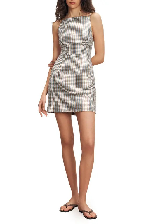 Veronica Beard Chester Check Minidress in Acorn Multi at Nordstrom, Size 12 | Nordstrom