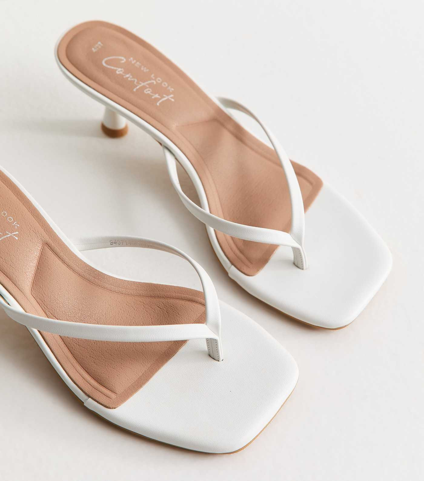 White Faux Leather Toe Post Mule Sandals | New Look | New Look (UK)