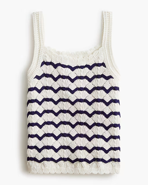 Striped squareneck crochet tank top | J.Crew Factory