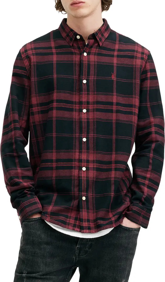 AllSaints Thorn Plaid Flannel Button-Up Shirt | Nordstrom | Nordstrom