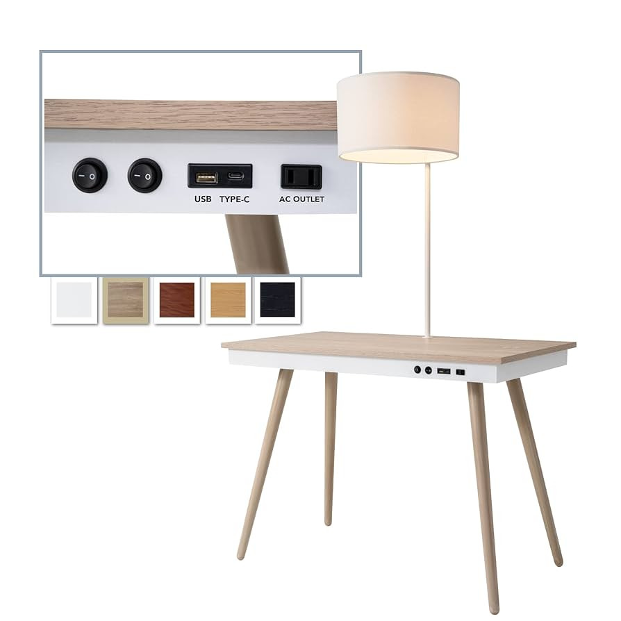 FENLO Future 39" Mid Century Desk for Home Office, Office Table with USB Charging Station, Mid Ce... | Amazon (US)