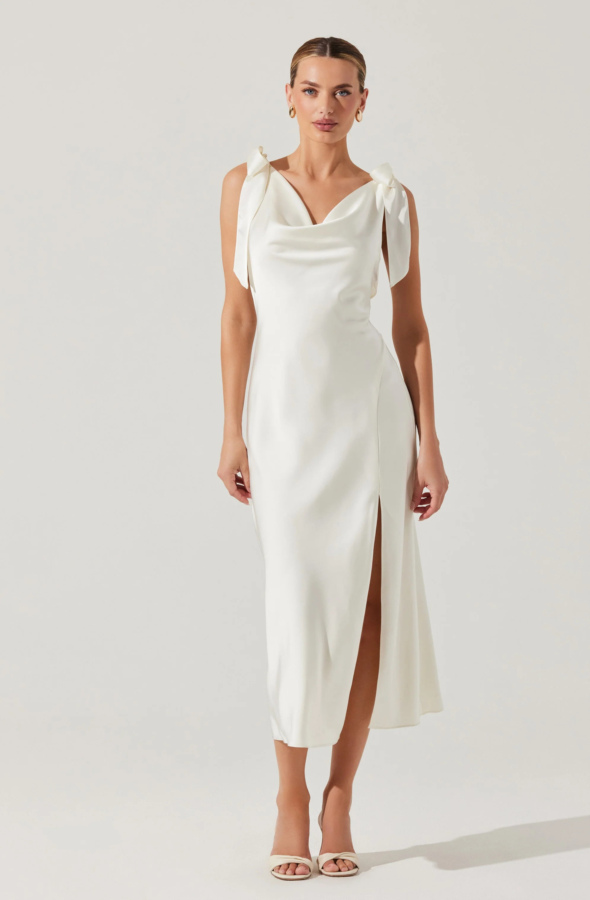 Allexina Satin Midi Dress - Ivory / XS | ASTR The Label (US)