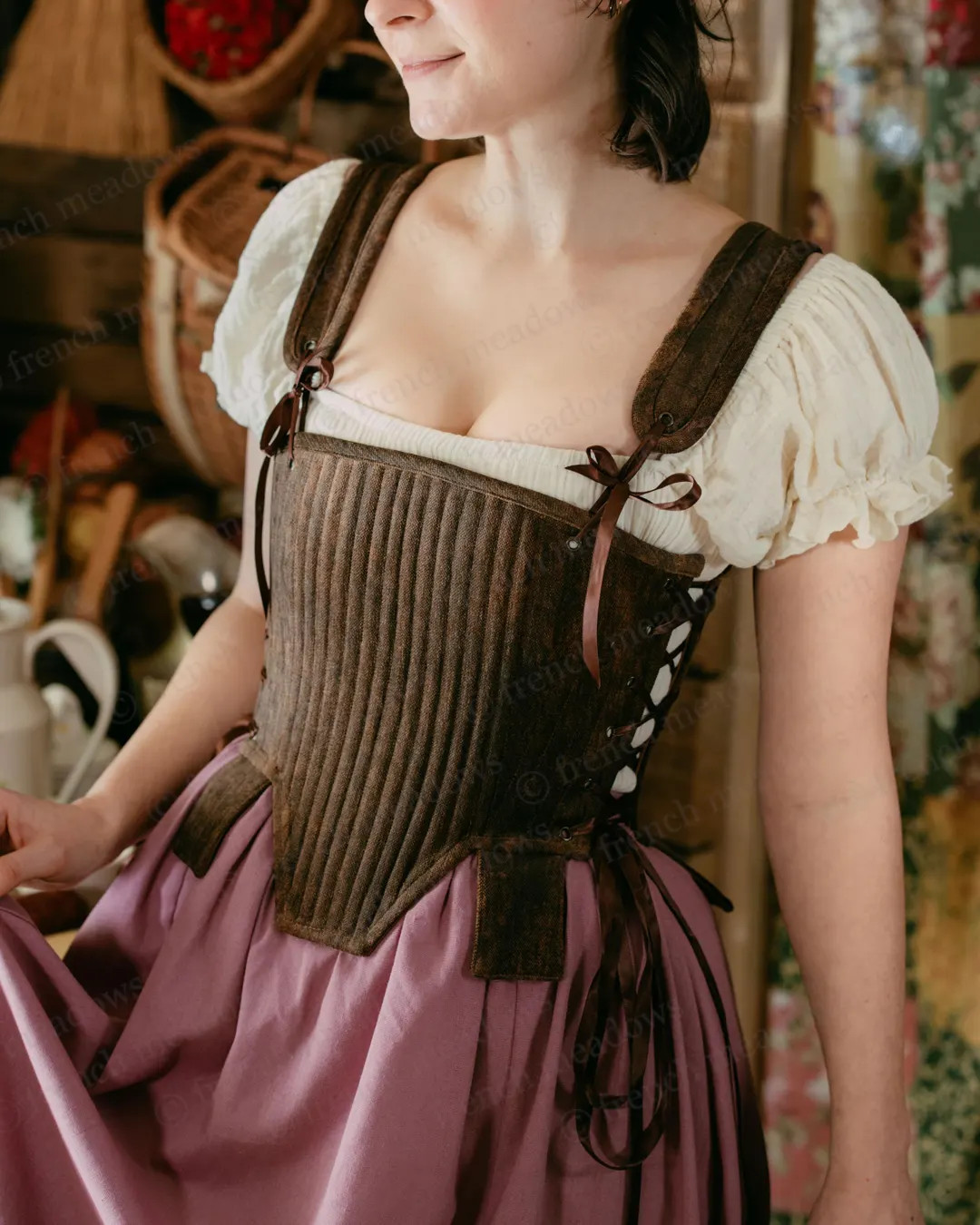 Brown Tabbed Tudor Stays | Renaissance Bodice Stays Strapless Costume Ladyknight Armor Chest Bind... | Etsy (US)