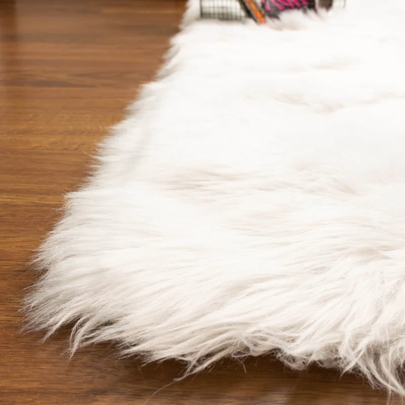 Dominick Handmade Shag Faux Sheepskin White Area Rug | Wayfair North America
