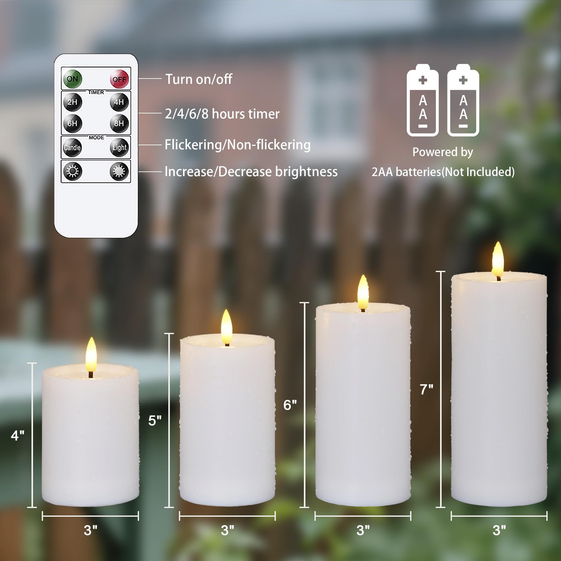 Outdoor 4pcs Flameless Waterproof Candles with Handy Remote Control, Cycle Timer Battery Operated... | Amazon (US)