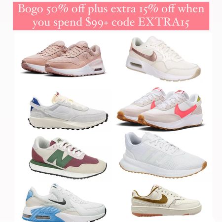 Bogo 50% off plus extra 15% off when you spend $99+ code EXTRA15 Nike, sneakers, tennis shoes, fitness, active, workout 

#LTKActive #LTKshoecrush #LTKsalealert