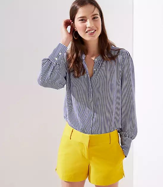 Striped Crossover Back Utility Blouse | LOFT