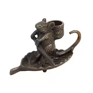 MINUTEMAN INTERNATIONAL 5 in. Tall Brass Vintage Style Intrepid Mouse Candle Holder MSE-01 - The ... | The Home Depot