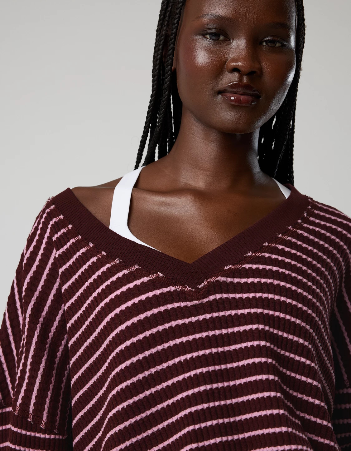 OFFLINE By Aerie Wow! Waffle Long Sleeve V Neck T-Shirt | Aerie