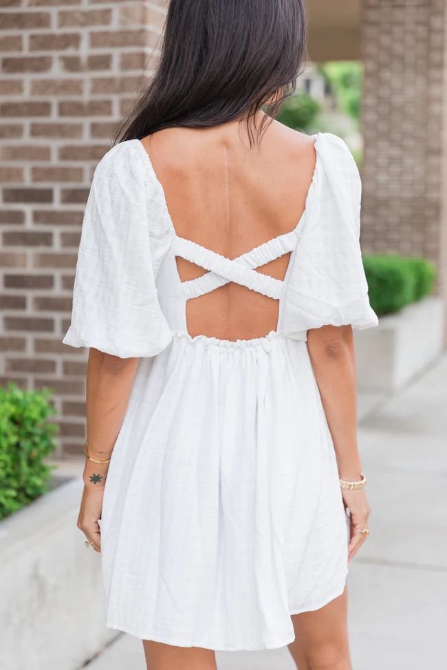Stories Of Mine Back Detail White Dress | Pink Lily