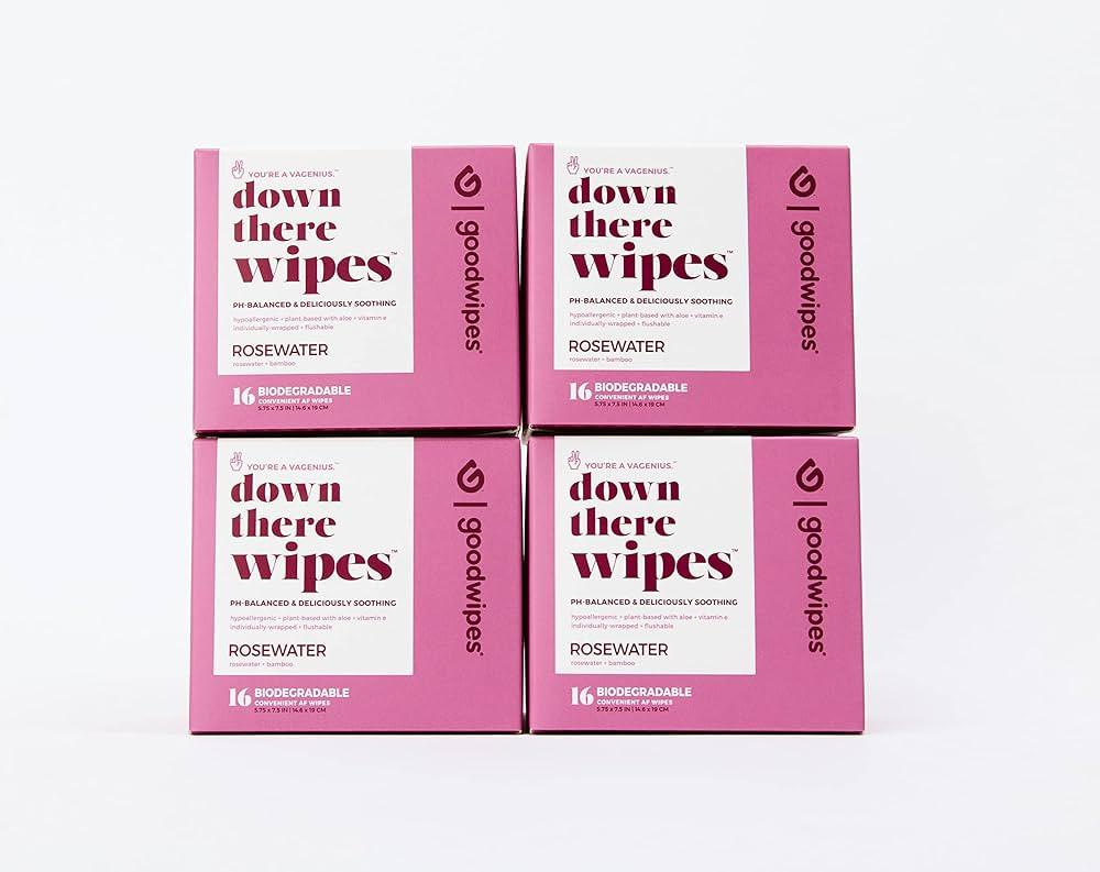 Goodwipes Flushable Down There Feminine Hygiene Wipes, Rosewater Scent, PH Balanced and Hypoaller... | Amazon (US)