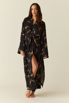 Kaia Cloud Jersey Kimono Robe in Panthera | MASONgrey