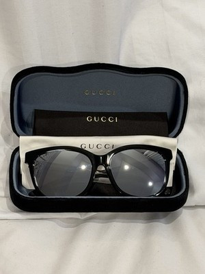 GUCCI GG0082SK 002  Crystal Black Silver Mirrored Sunglasses Women NEW - GENUINE | eBay US