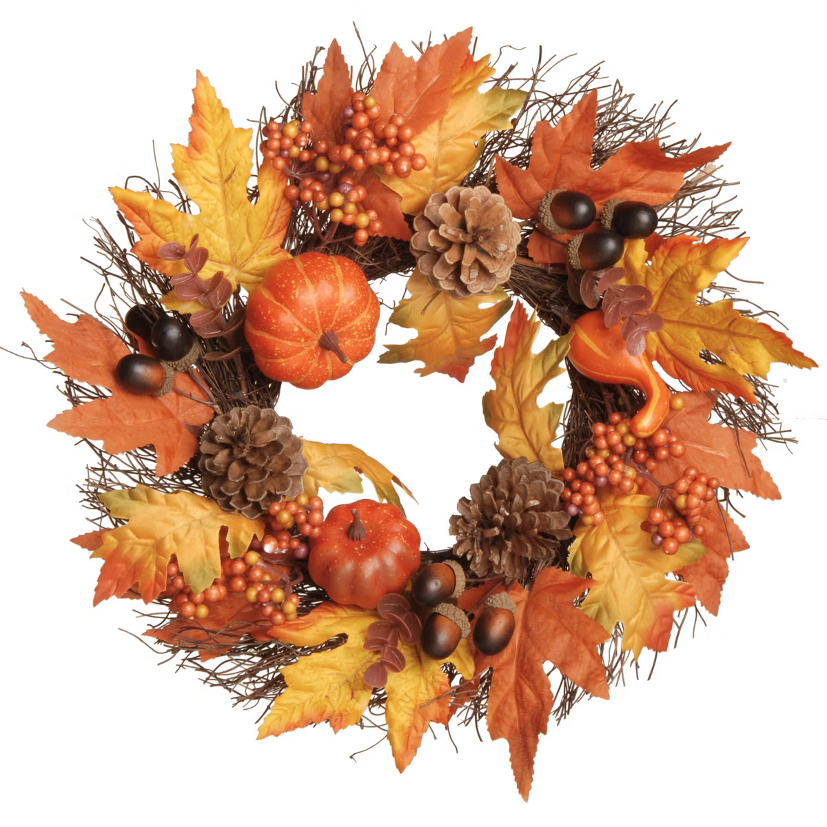 National Tree Company 16" Pumpkins and Maple Leaves Wreath | Target
