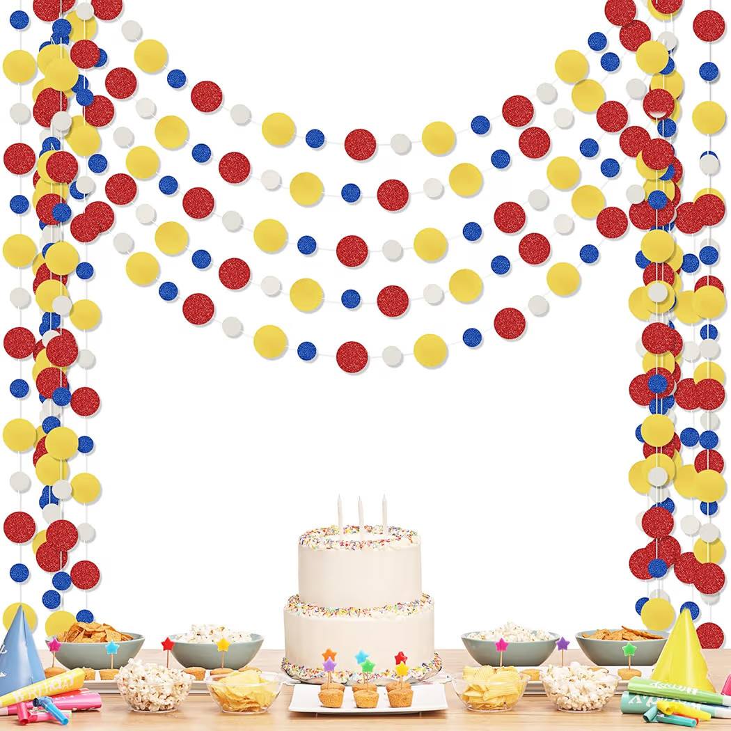 Outus 5 Pieces Colorful Dots Paper Garland Christmas Decor Round Glitter Hanging Confetti Streame... | Amazon (US)