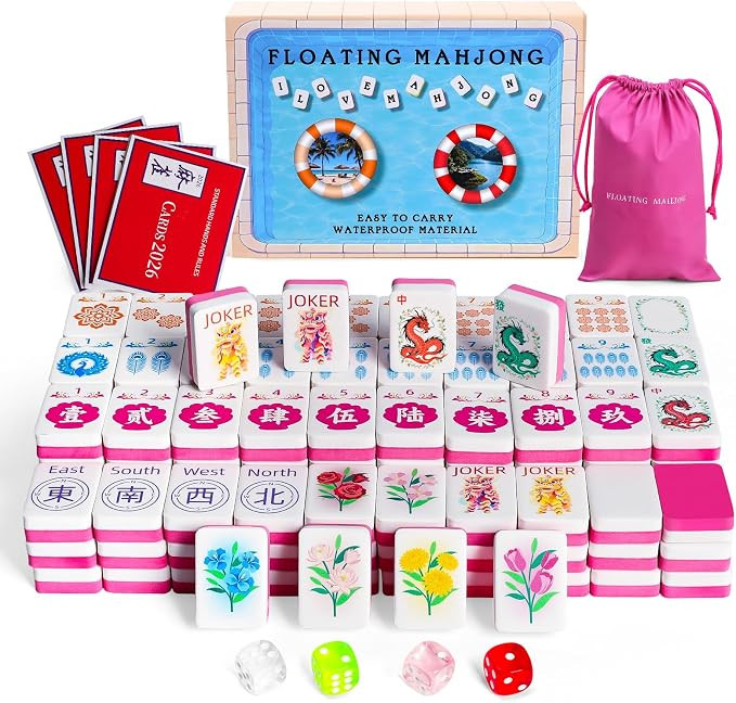 Floating Mahjong Tiles for Pool, 160 PCS American Mahjong Tiles Waterproof EVA Foam with Storage ... | Amazon (US)