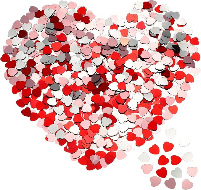 3000 Pieces Glitter Heart Paper Confetti Table Confetti Heart Sequins Confetti for Wedding Engage... | Amazon (US)