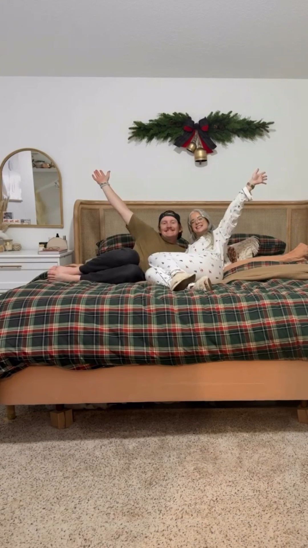 Christmas holiday bedroom decor! Bedding , pillow, greenery swag and decorative bells. 


#christmasiscoming #christmasdecor #christmastime #christmasdecorations

#LTKHoliday #LTKCyberWeek #LTKHome