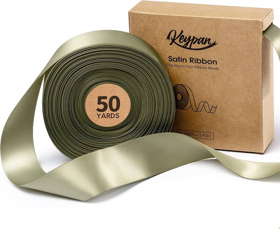 Sage Green Satin Ribbon 1-1/2 Inch x 50 Yards Double-Faced Ribbons for Gift Wrapping Crafts Flowe... | Amazon (US)