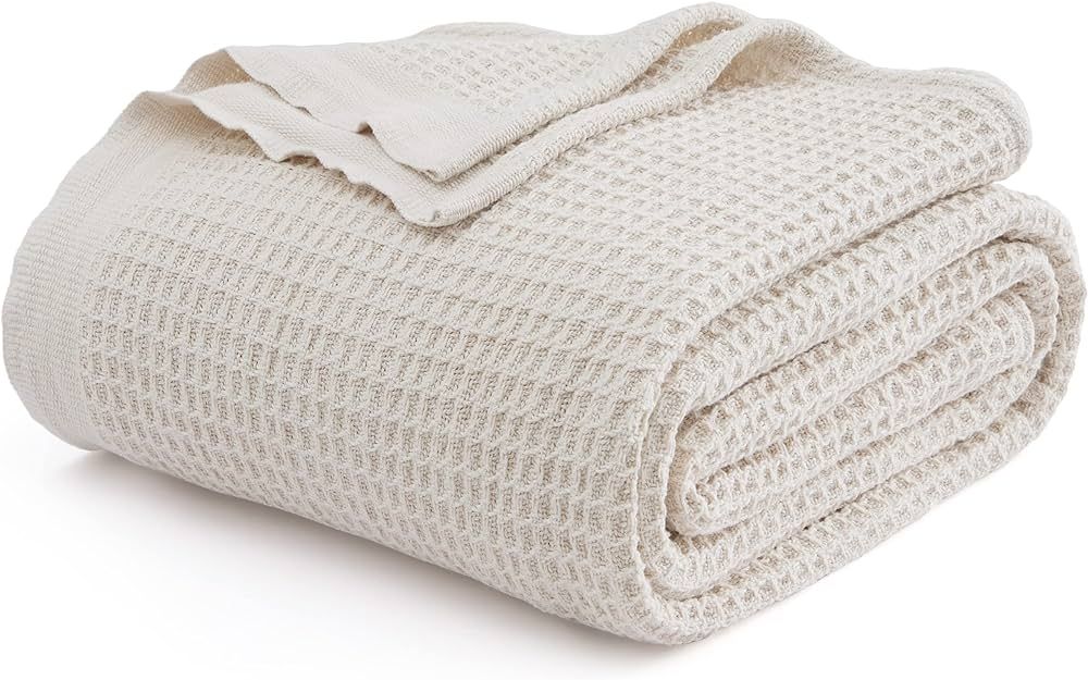 Bedsure 100% Cotton Blankets Queen Size for Bed - Waffle Weave Blankets for All Seas... | Amazon (US)