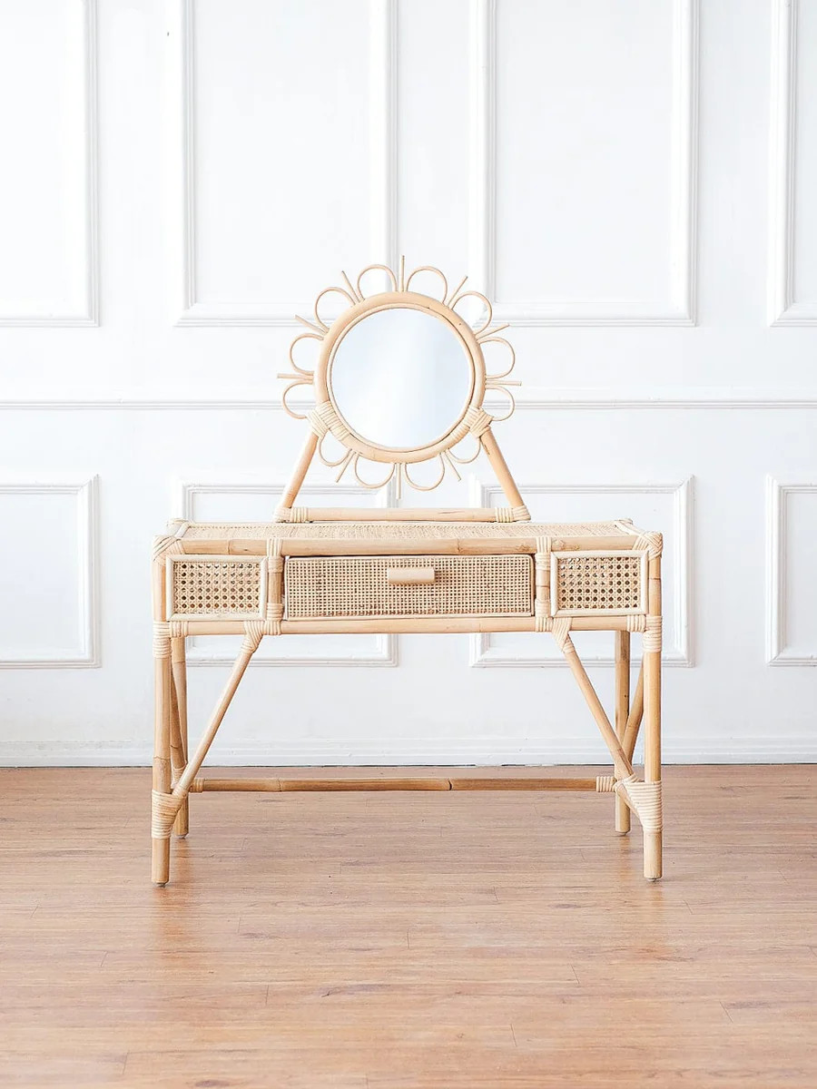 Ellie and Becks Kai Rattan Kids Vanity & Stool | Little Lona