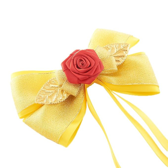 JiaDuo Princess Hair Accessories for Girls Women Halloween Big Hair Bow Clips Yellow 6 Inch | Amazon (US)