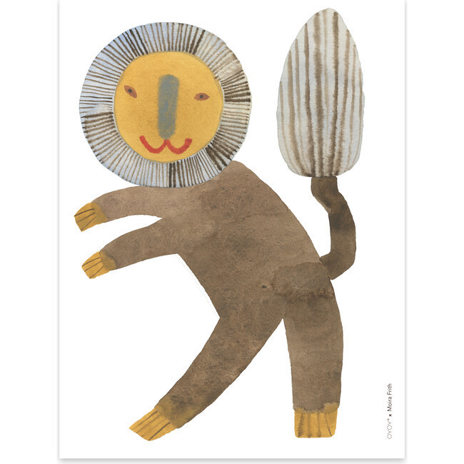 Standing Lion Art Poster, Brown | Maisonette