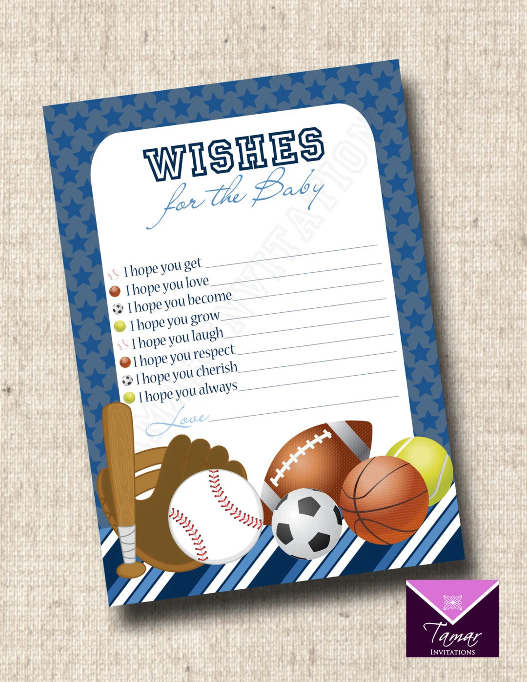 Digital SPORTS BABY SHOWER Wishes Card Shower Game Card - Etsy | Etsy (US)