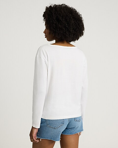 Skimming Boat Neck Long Sleeve Tee | Express