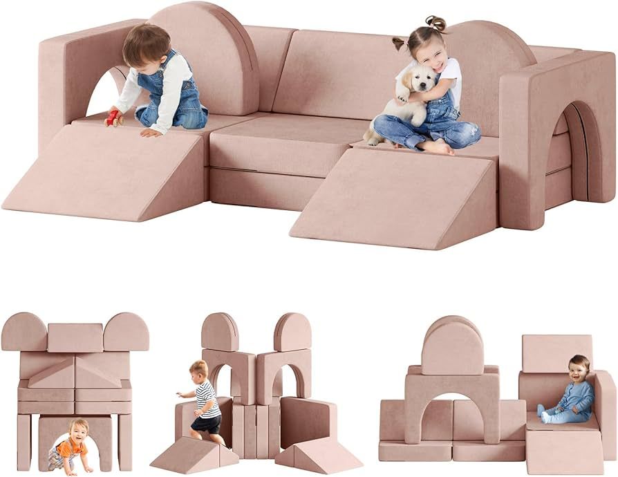 13PCS Modular Kids Play Couch, Kids Couch with Climbing Slope, 13 in 1 Toddler Couch for Playing,... | Amazon (US)